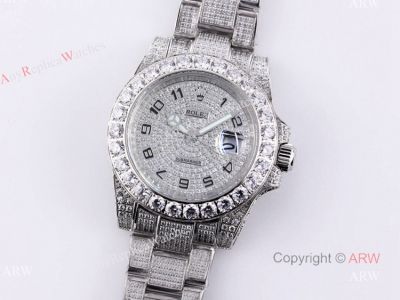 Replica Rolex Submariner 116610 Silver Diamond Iced Out Watch 40mm